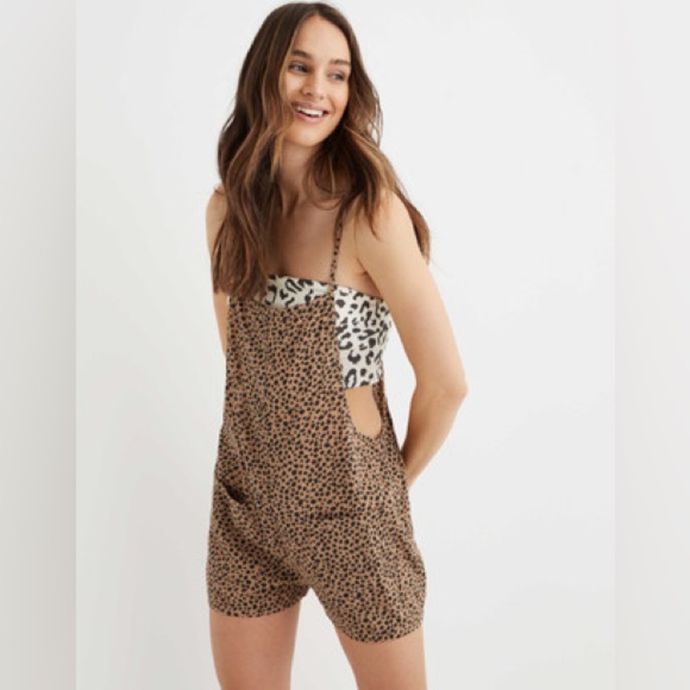 Aerie Leopard Romper / Overall Shorts